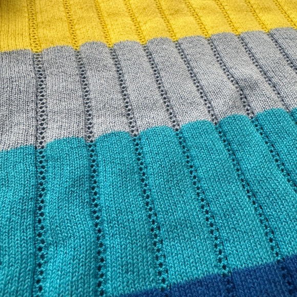 CHINTI & PARKER Sweater Medium Rainbow Stripe Mock Neck Ribbed Knit 100% Cotton - Picture 8 of 9